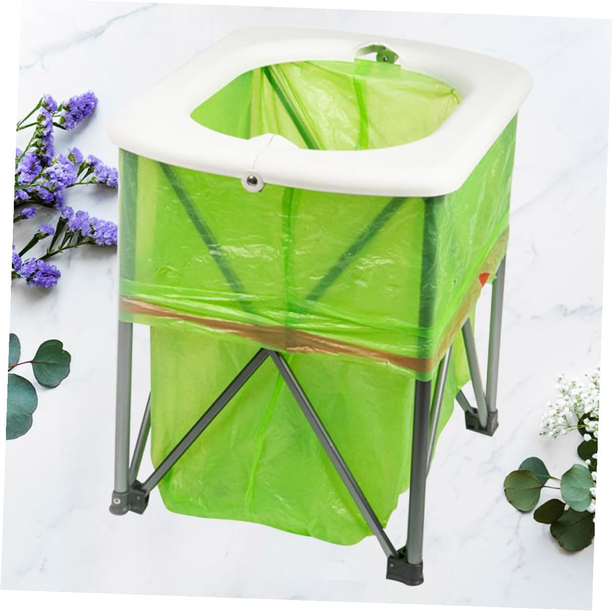 Portable Folding Toilet Outdoor Emergency Portable Toilet Pedestal Pan Multifunctional Lightweight Camping Hiking Potty for Road Trips and Construction Sites White