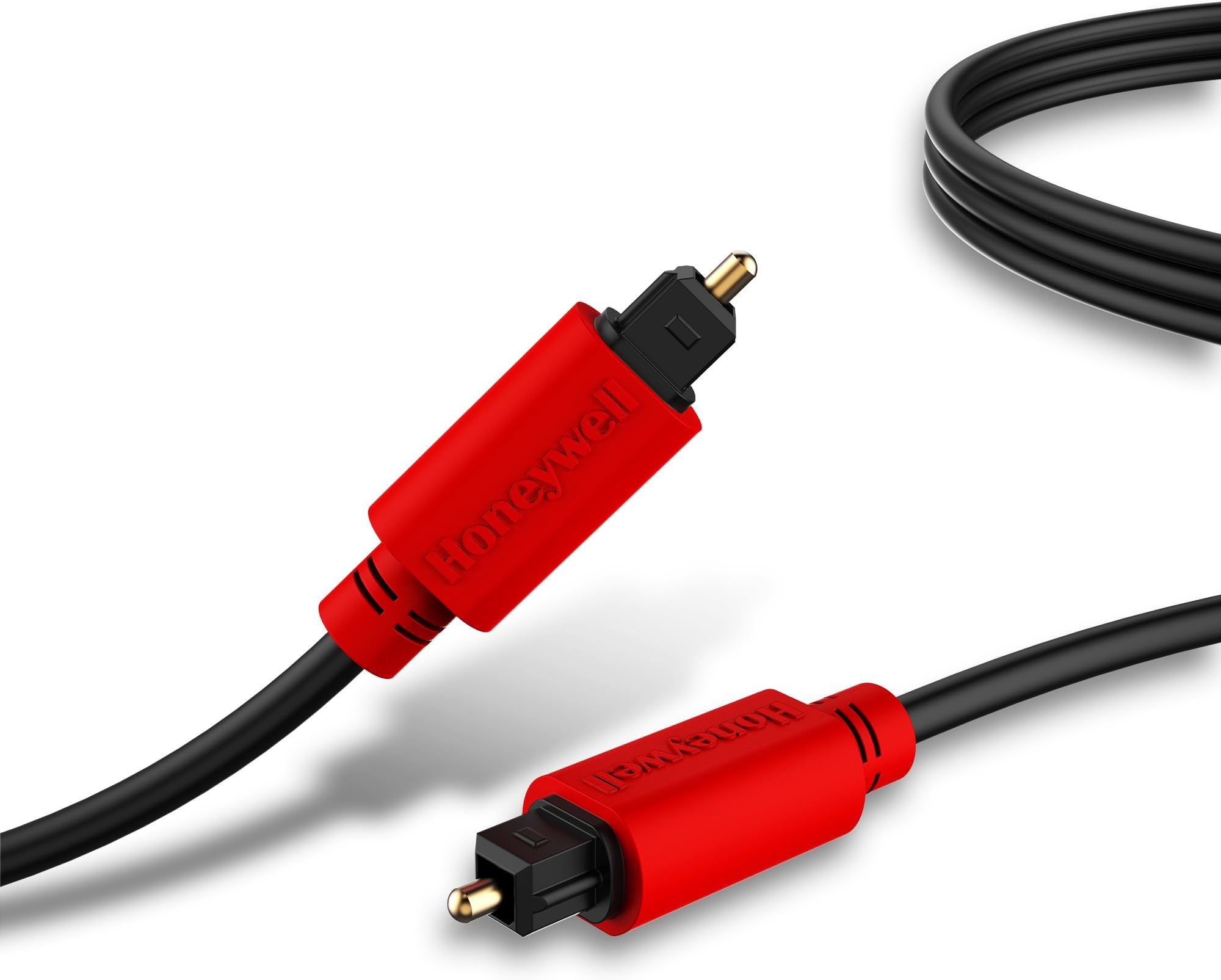 Honeywell Digital Optical Audio Toslink Cable 2 meter, 24K Gold Plated Connectors, PVC Jacketed Copper Wire, Compatible with Home Theatres (7.1), Xbox, PS5, soundbars,Blu-ray players & Gaming Consoles