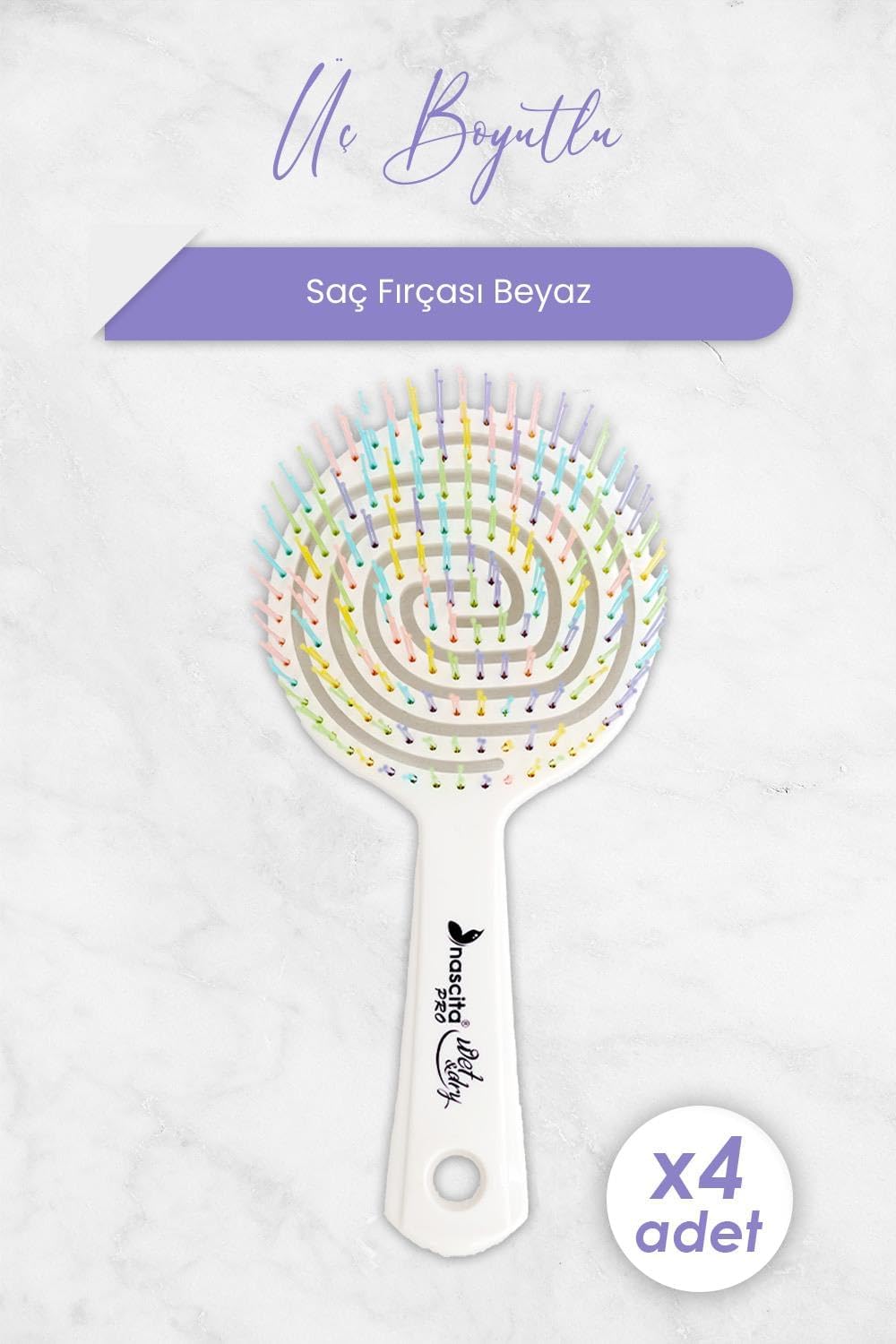 Nascita Professional Üç Boyutlu Saç Fırçası Beyaz x 4 Adet