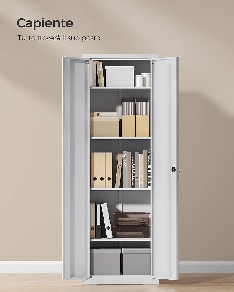 SONGMICS Armadietto Metallico 5 Ripiani - 40x80x180cm Grigio Per Garage - Foto 2