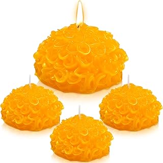 4 Pcs Marigold Flower Shape Candles Decorative Floral Aesthetic Candle Gift for Home Table Decoration Christmas Wedding Party