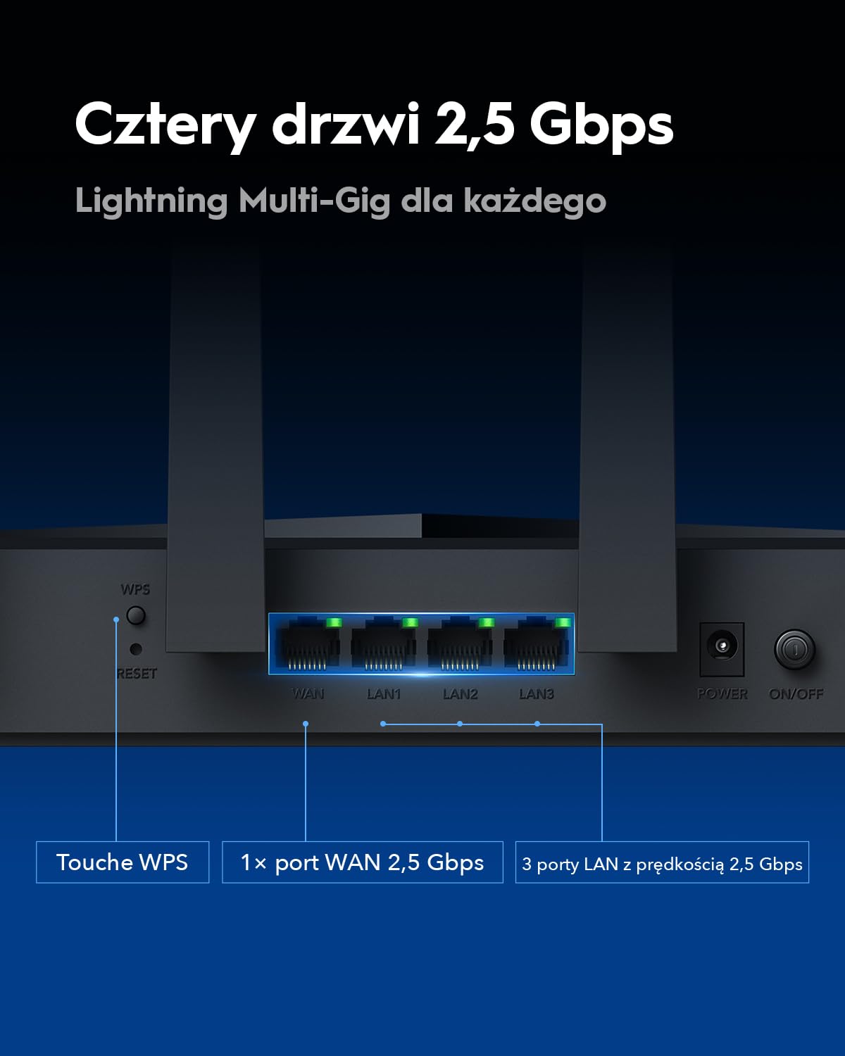 Cudy router Wi-Fi 7 BE11000 tri-band, 6 strumieni, 10 Gb/s, 4 × porty 2,5G, do 11000 Mb/s, serwer i klient VPN, aplikacja Cudy i obsługa sieci Mesh, 6 anten o wysokim zysku, model WR11000