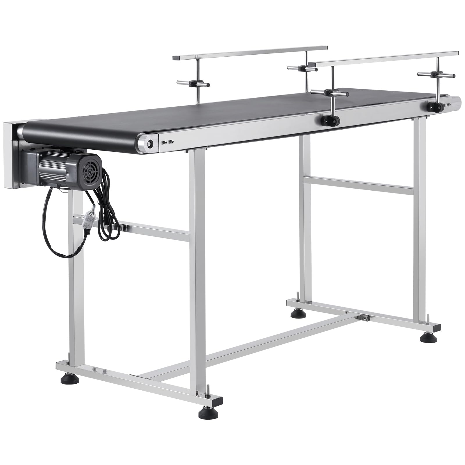 VEVOR Bandförderer, 150x 40cm Fördertisch, Motorbandförderer für Tintenstrahl-Codierungsanwendungen, angetriebenes PVC-Band, antistatisch, einstellbare Geschwindigkeit (doppelte Leitplanke)