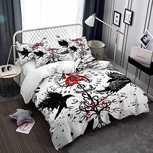SLLDMZY Parure De Lit Housse De Couette 220 × 240 Cm Le Mythe du Viking Blanc Housse De Couette avec Fermeture Éclair pour Adultes, Housse De Couette en Microfibre avec 2 Taies d'oreiller 50 × 75 Cm – vue 2