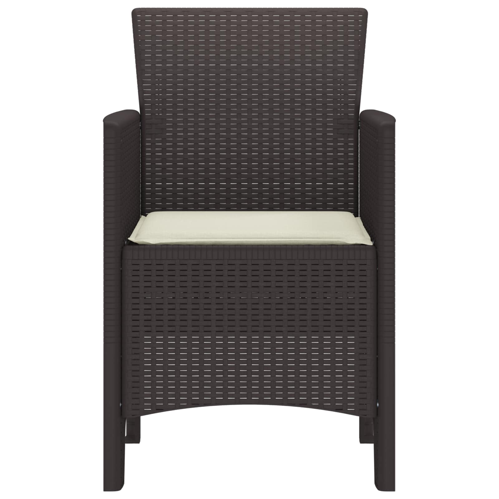 Sedia da giardino con cuscino, 2 pezzi, marrone, 53 x 49 x 85 cm, in polipropilene, per esterni, confortevole, per terrazza, giardino, balcone, design moderno, durevole