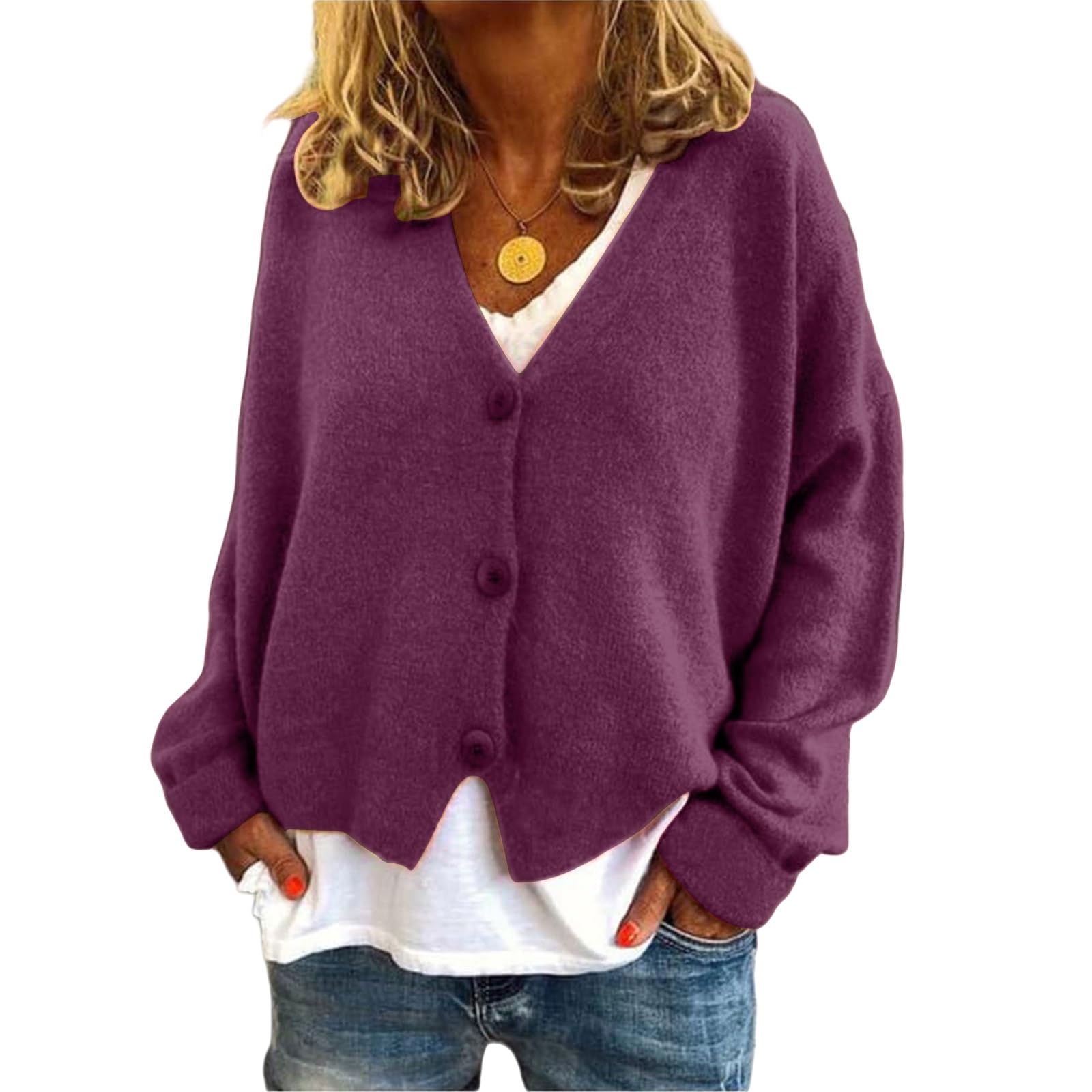 Long Sleeve Button Down Cardigan Sweater for Women Soft Breathable Knitwear Oversized Jackets Coat Casual Office Wear