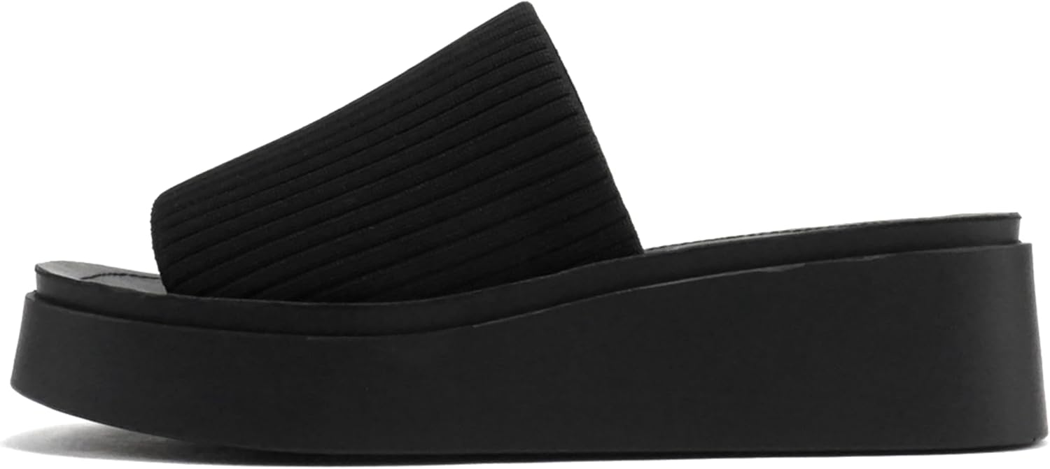 Soda Women Farley - Open Square Toe Platform Slide Sandal