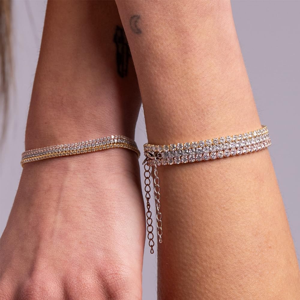 Pulsera de tenis de plata 925 con circonitas 5A, joya elegante ajustable para mujer – Idea de regalo refinada con embalaje de lujo – Calidad Made in Italy
