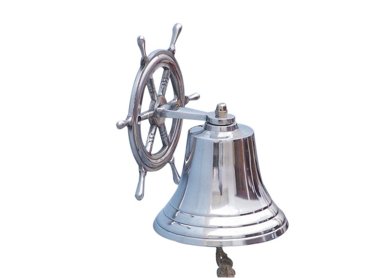Sonnette de roue de bateau à suspendre chromée 20,3 cm pour cloche murale et objet déco marine