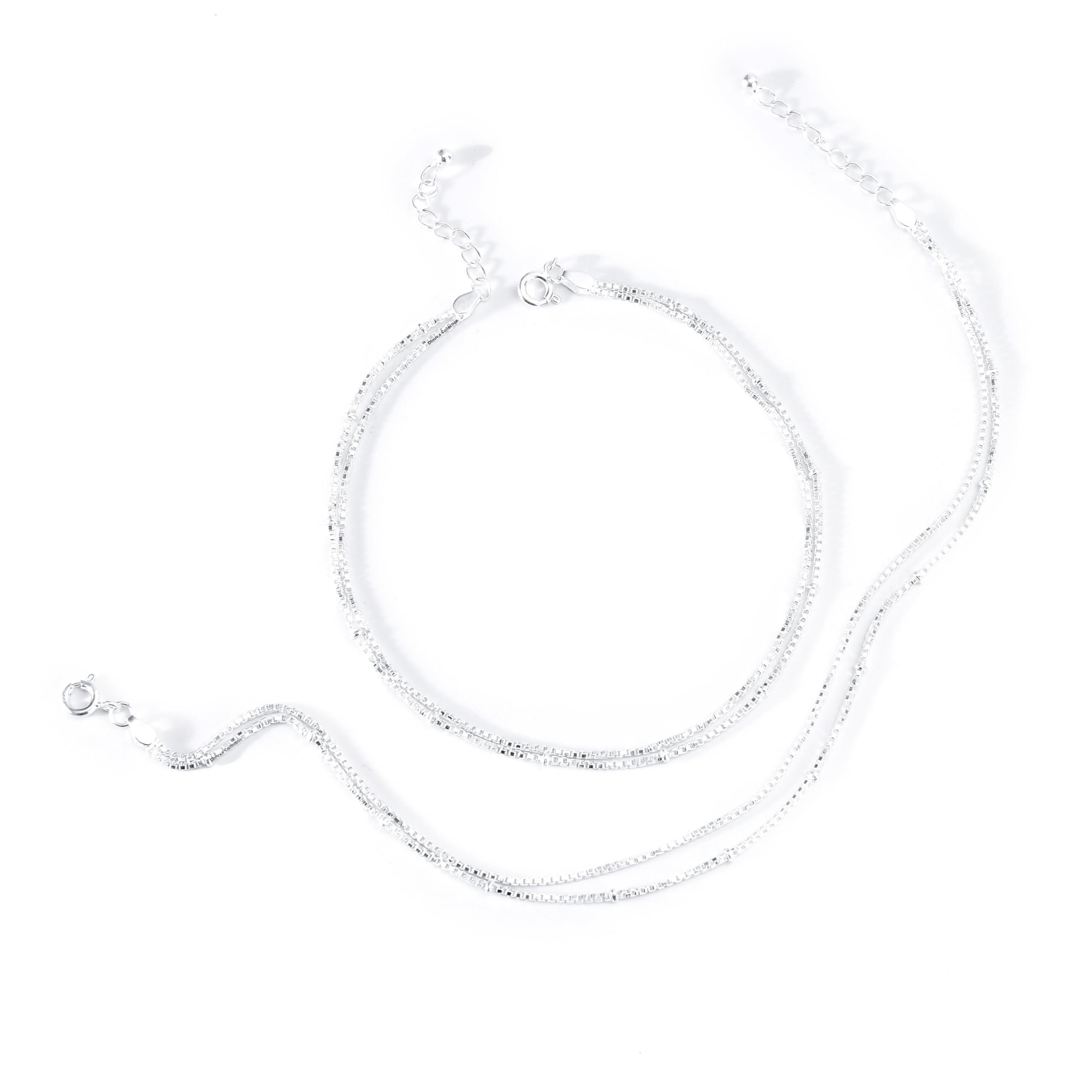 dhruvs collection 925 Sterling Silver 2 Line Fancy Plain Anklet for Girls & Women | Skin-Friendly, Lightweight Foot Payal - 9.5 Grams-picture-46