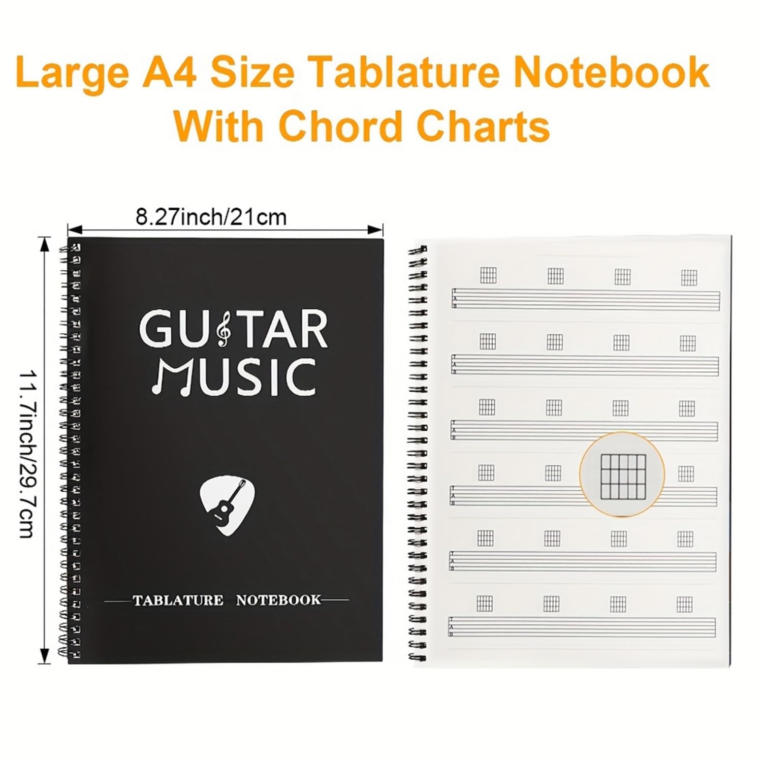 JYCSTE Cuaderno de partituras en blanco, cuaderno de tablatura de guitarra, cuaderno de papel manuscrito, hojas para notación de acordes musicales, cuaderno de guitarra, escritura de canciones