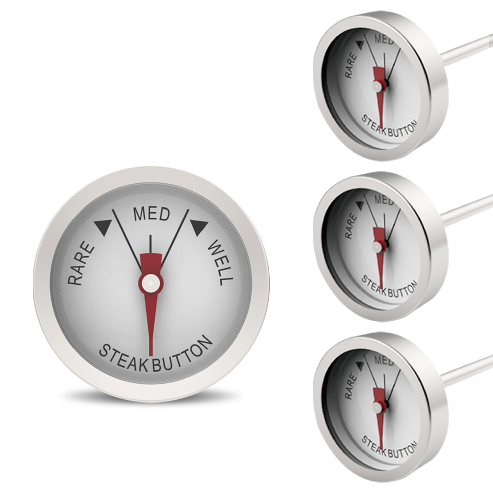 KT THERMO Steak Thermometer, Meat BBQ Gril in Oven, Instant Read, Mini Button Prob, Washable, 4pcs Set
