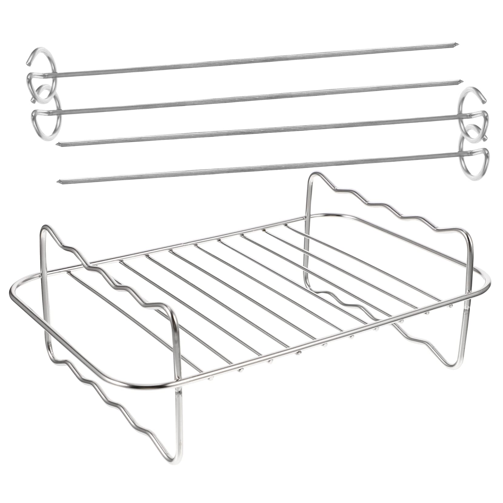 NUOBESTY Air Fryer Rack Durable Stainless Steel Grill Rack for Air Fryer Cooking Heat Resistant and Easy to Clean Multifunctional Toasting and Steaming Accessory Kitchen Tool for Barbecue