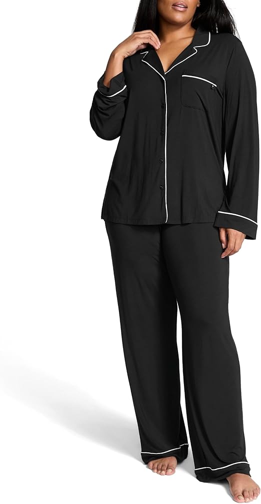 Victoria's Secret Modal Pajama Set, Long Sleeve Button Down Shirt and Pajama Pants, Sleepwear