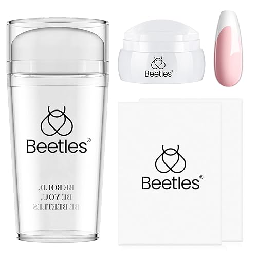 Beetles Gel Polish Sello de uñas de punta francesa, 4 unidades, fácil de manicura francesa, de una sola cabeza, silicona suave, transparente, larga