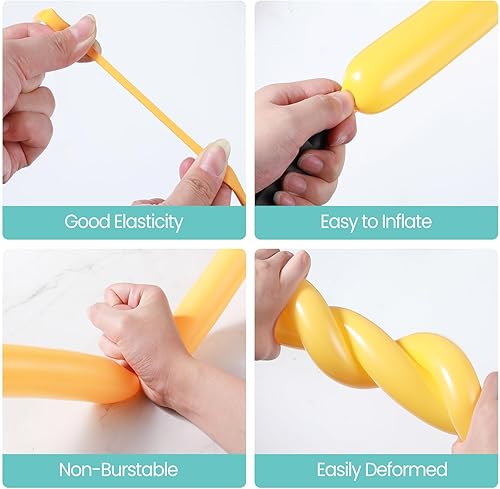 Miniatura 3 de Lenwen 1000 globos largos a granel, 260 globos de látex para decoración de cumpleaños, bodas, festivales, payasos, suministros de fiesta