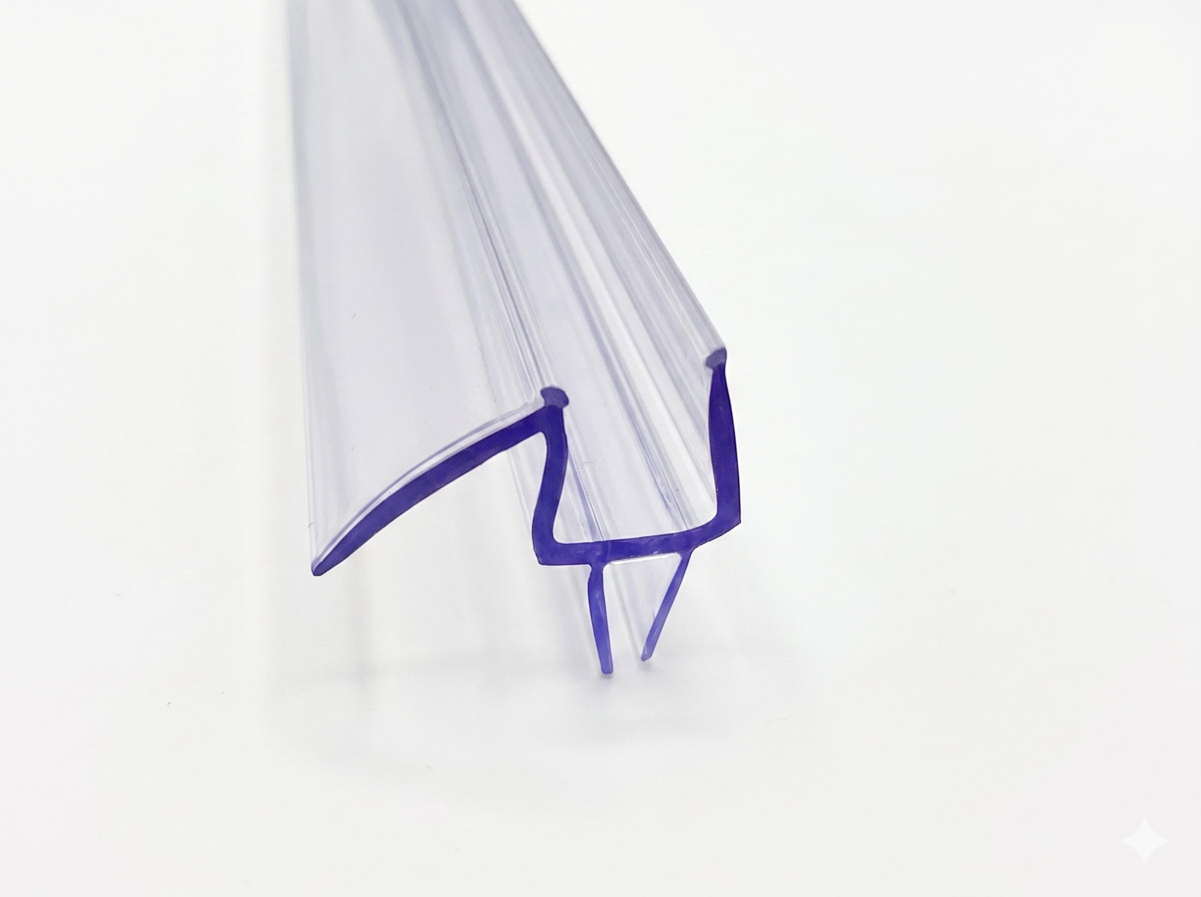 KRISTHAL Dusch-Türdichtung mit doppelter Dichtlippe unten und Abtropfleiste aus hartem Kunststoff, hochtransparent, 200 cm Länge, für 8 mm Glasstärke - Art.Nr. S009B1.8