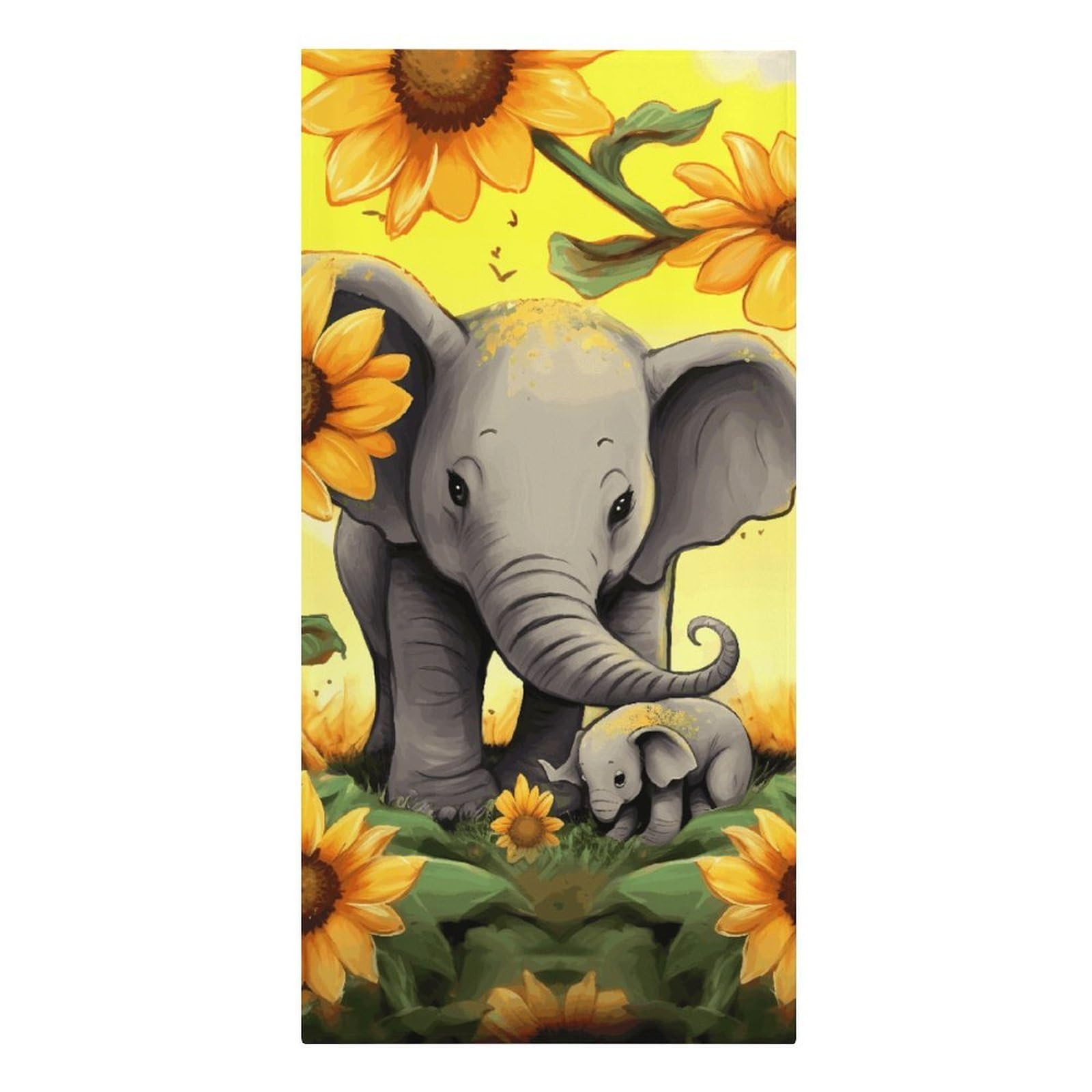 QMNLKH Mother and Baby Elephant Sunflowers Beach Towel for Women, Large Microfiber Pool Towel for Men, Absorbent Swim Towels for Home, Lightweight Bath Towels for Camping, Yoga, 30.3"x61.4"