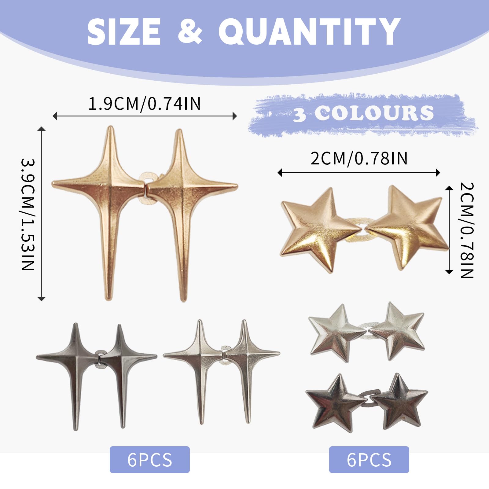 NVGVUP 6 works Star Jean Waist Tightener, No Sewing Required Pants Waist Tightener Clips, Adjustable Pant Button Tightener - Image 2