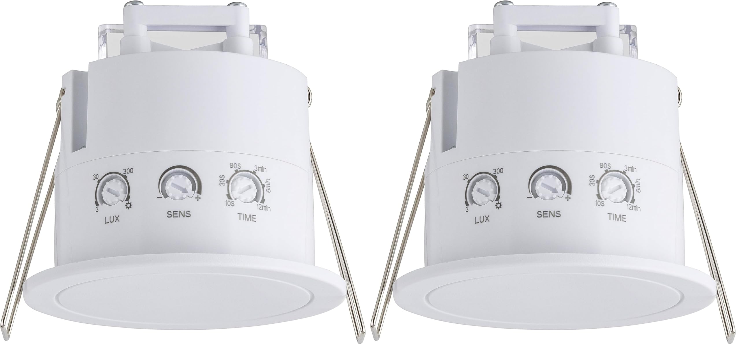 SEBSON Bewegungsmelder Unterputz Decke - LED geeignet, programmierbar, IP65, Präsenzmelder 2-6m 360°, 3-Draht, HF Sensor erkennt Atembewegungen (Packung mit 2)