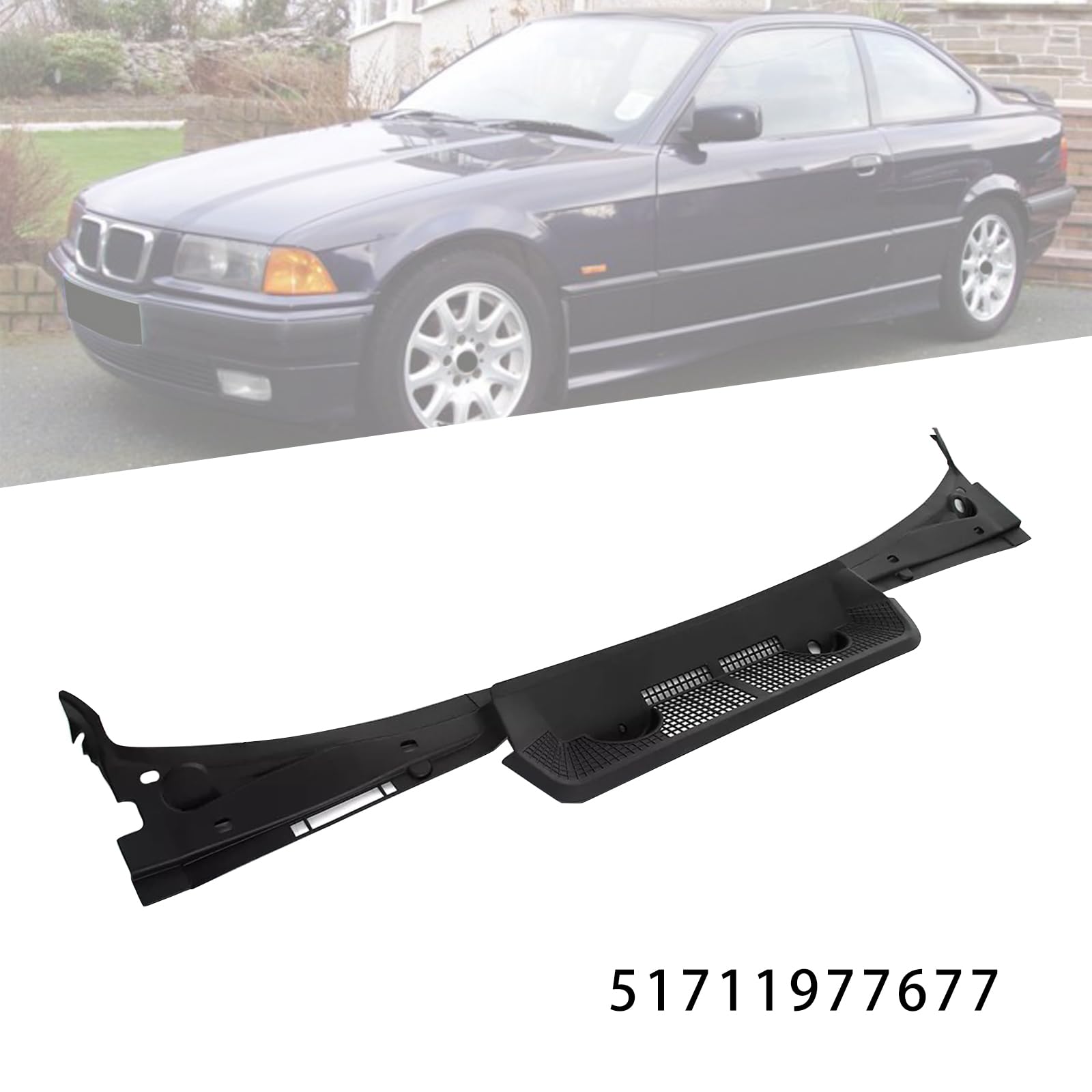 Grille Pare-Chocs Avant Pare-Brise 51711977677 pour BMW E36 Cabriolet Coupe 318i 318is 323i 323is 325i 325is 328i 328is M3 1992-1999 Gauche