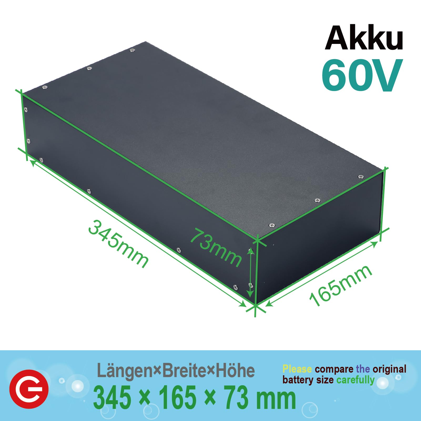 Batería de Ion de Litio 60V 20Ah para Patinete y Bicicleta eléctrica con Cargador(60V 20Ah)
