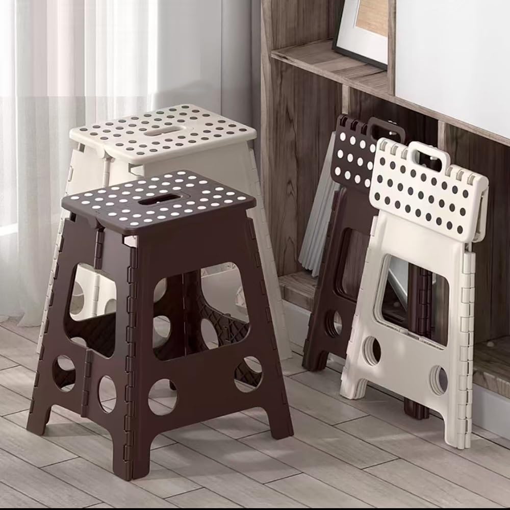 Pieghevole Sgabello da Bar, Plastica Sedile Alto Sgabello, Portatile Sgabello da Campeggi, Sgabello da Bagno Spiaggia Giardino Picnic Cucina(White)