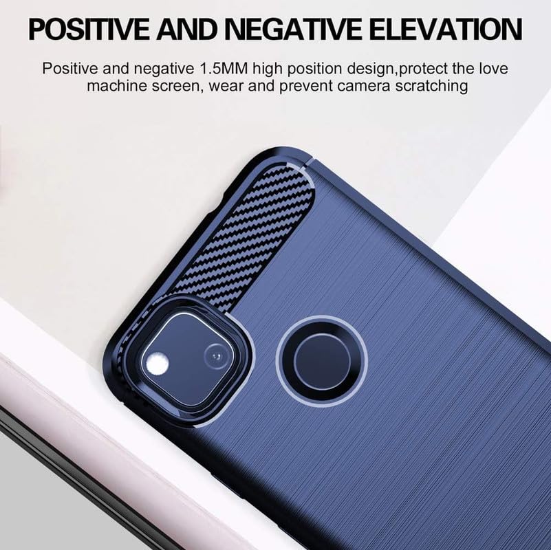 Image of NPRC Hybrid Ultra Slim Protective Case TPU Non-Slip Carbon Fiber Texture Shockproof Case Cover for Google Pixel 5A - Blue