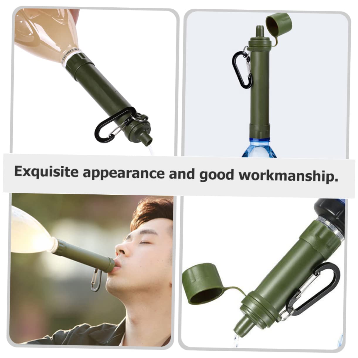 Abaodam 3 Pezzi Paglia che beve la vita Compatto depuratore d'acqua di sopravvivenza depuratore d'acqua portatile Emergenza del filtro dell'acqua sopravvivenza del depuratore d'acqua AbS