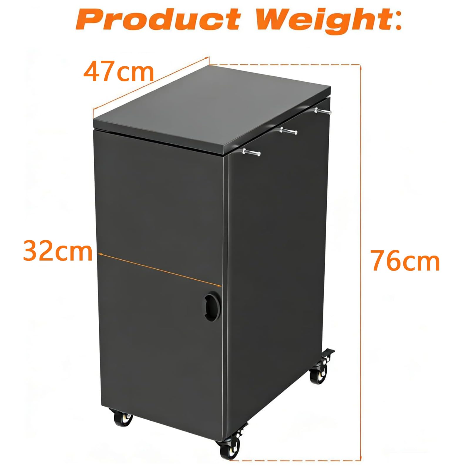 GFTIME Grillwagen mit Stauraum & Haken, Rollbarer Grilltrolley mit 4 Lenkrollen, Outdoor Beistelltisch für Weber Genesis II/LX 300, Enders, Charbroil, Nexgrill, Dynaglo, Modularer Trolley, Schwarz
