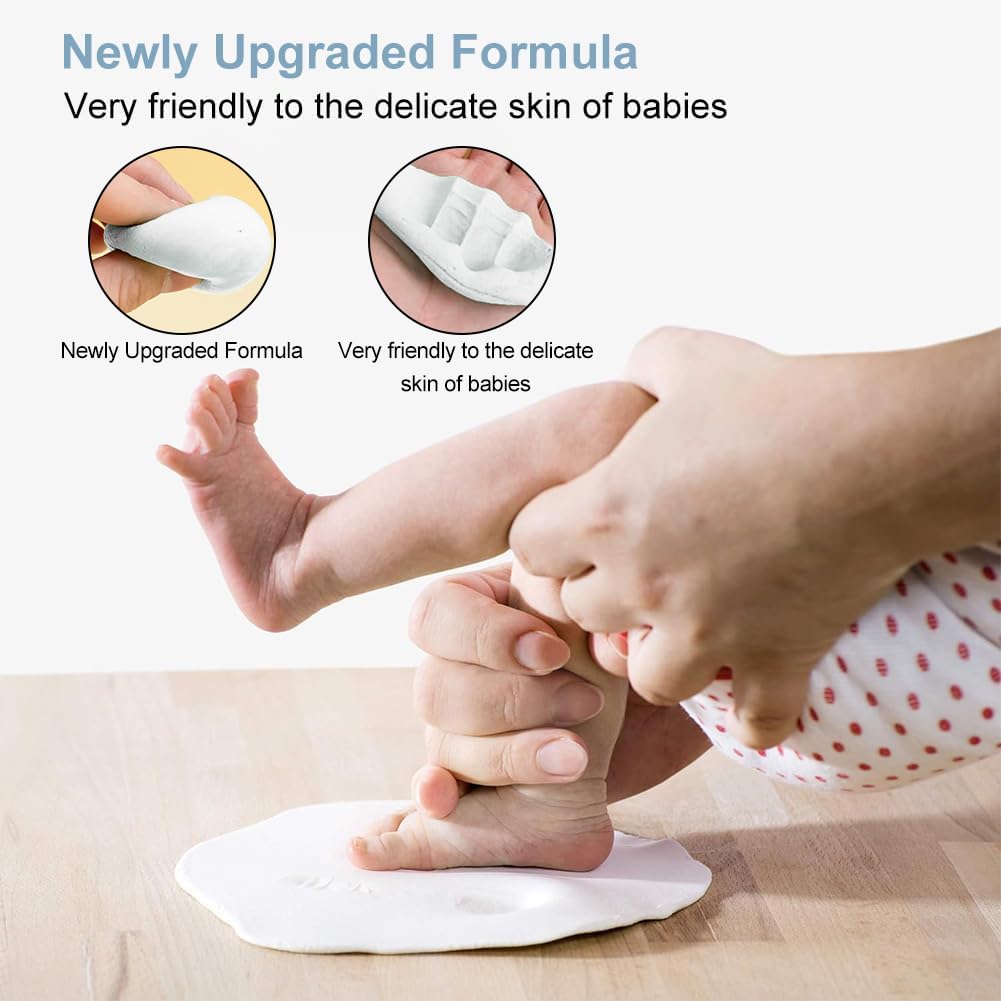 Kit d'Empreintes de Bébé Argile 3D pour Mains et Pieds, Argile Molle, Cadeau Naissance 2PC
