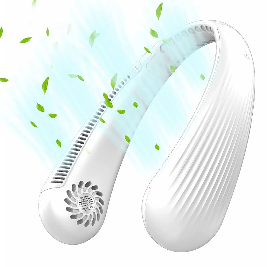 Portable Neck Fan With LED Display, Hands-free 5 Speeds Cooling, Neck Support, Lightweight, Battery Operated, Personal Bladeless Fan Rechargeable, Gift For Women Men, Hot Flashes, Travel, Camping