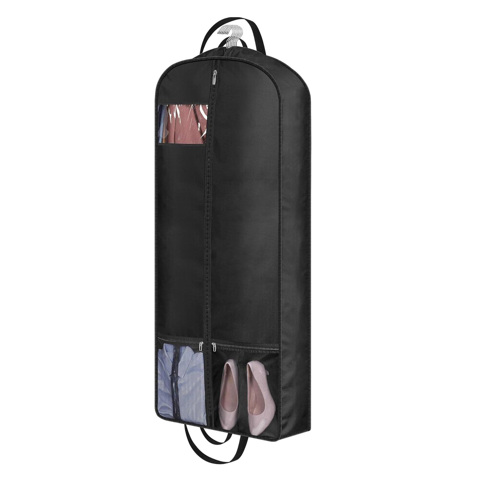 MISSLO 54" Suit Bag for Travel Garment Bag 6" Gusseted Men Suit Carrier Long Women Dress Bag Covers with 4 Handles and Pockets Hanging Protector for Coats Clothes