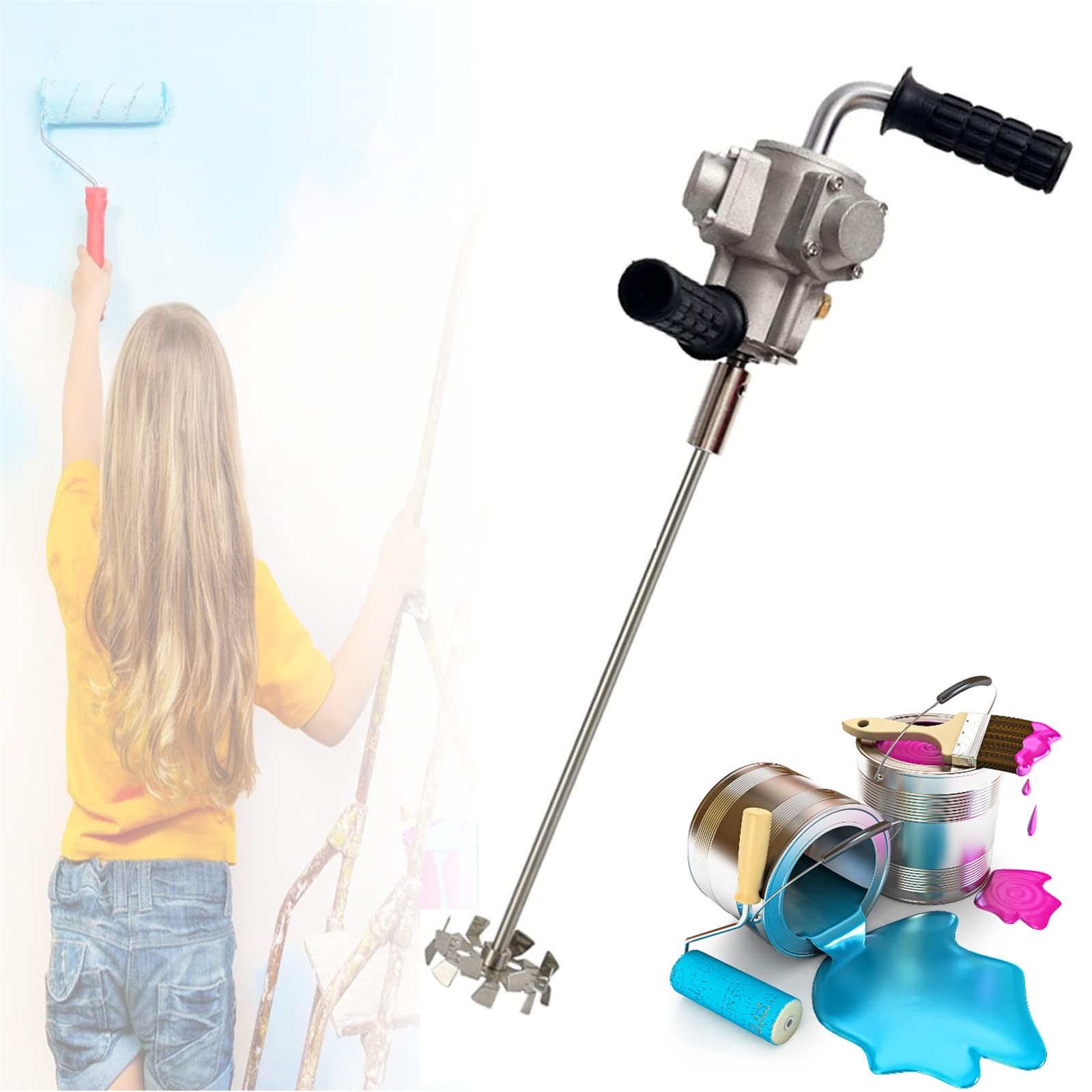 Sjdopulse Pneumatic Paint Mixer, 5 Gal/20 L Pneumatic Stirrer, Handheld Pneumatic Paint Mixer, Air Stirrer For Industrial Ink Coating Paints
