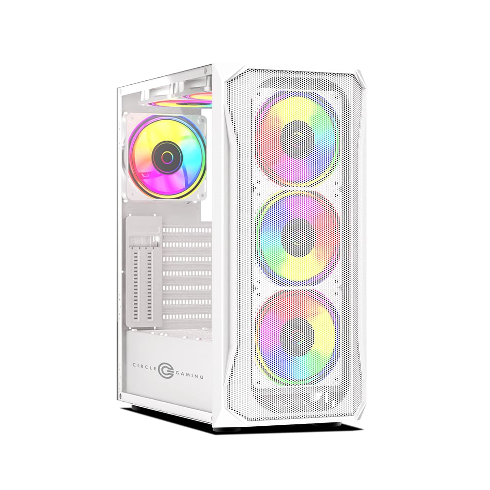 Circle ELEGANTOR X1 ARGB Mid- Tower Computer Case | Gaming Cabinet - White | Support ATX, M-ATX, ITX | Pre- Installed 3 x 120mm Front and 1 x 120mm Rear ARGB Fans-image-36