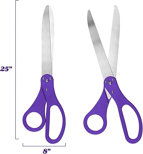 Miniatura 3 de Kit de ceremonia de corte de cinta de gran apertura morada, tijeras gigantes de 25 pulgadas con cinta de satén morado, pancarta, lazos, globos y más