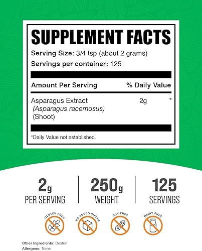 Miniatura 8 de BulkSupplements. Com Polvo de extracto de espárragos, suplemento de espárragos, polvo Shatavari, sin gluten, 0.07 oz por porción, 2.2 lbs (2.2