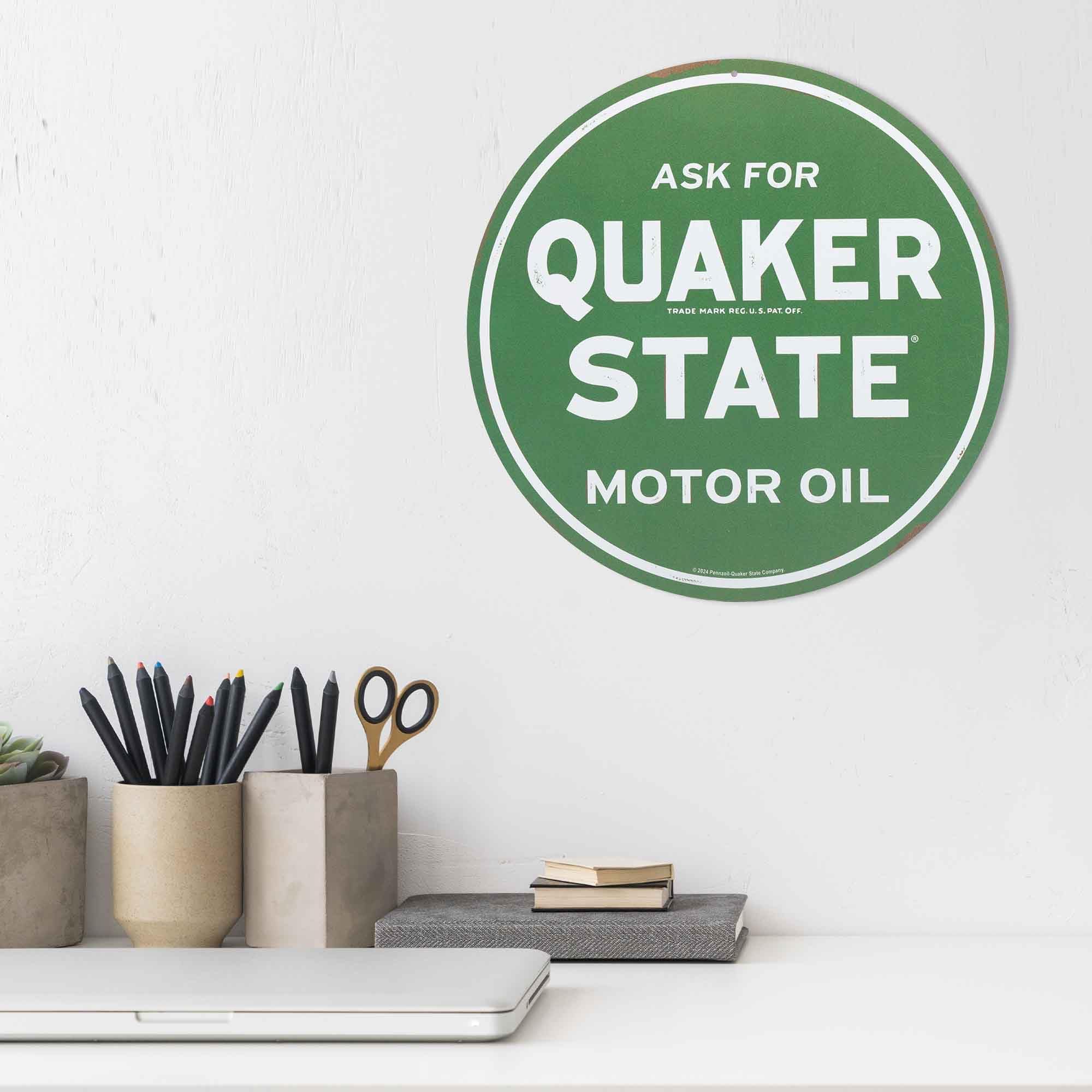 Amazon.com: Quaker State Motor Oil Round Metal Sign - Vintage