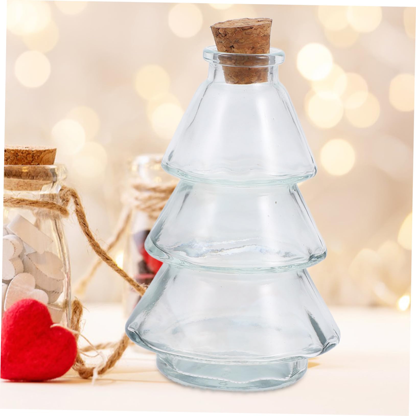 VALICLUD Bottiglie Dei Desideri Trasparenti Tappo in Sughero a Forma Di Pino, Contenitori in Vetro Per Profumi e Barattoli Di Messaggi, Decorazioni Multifunzionali Per Casa e Feste, Set Da 5 Pezzi