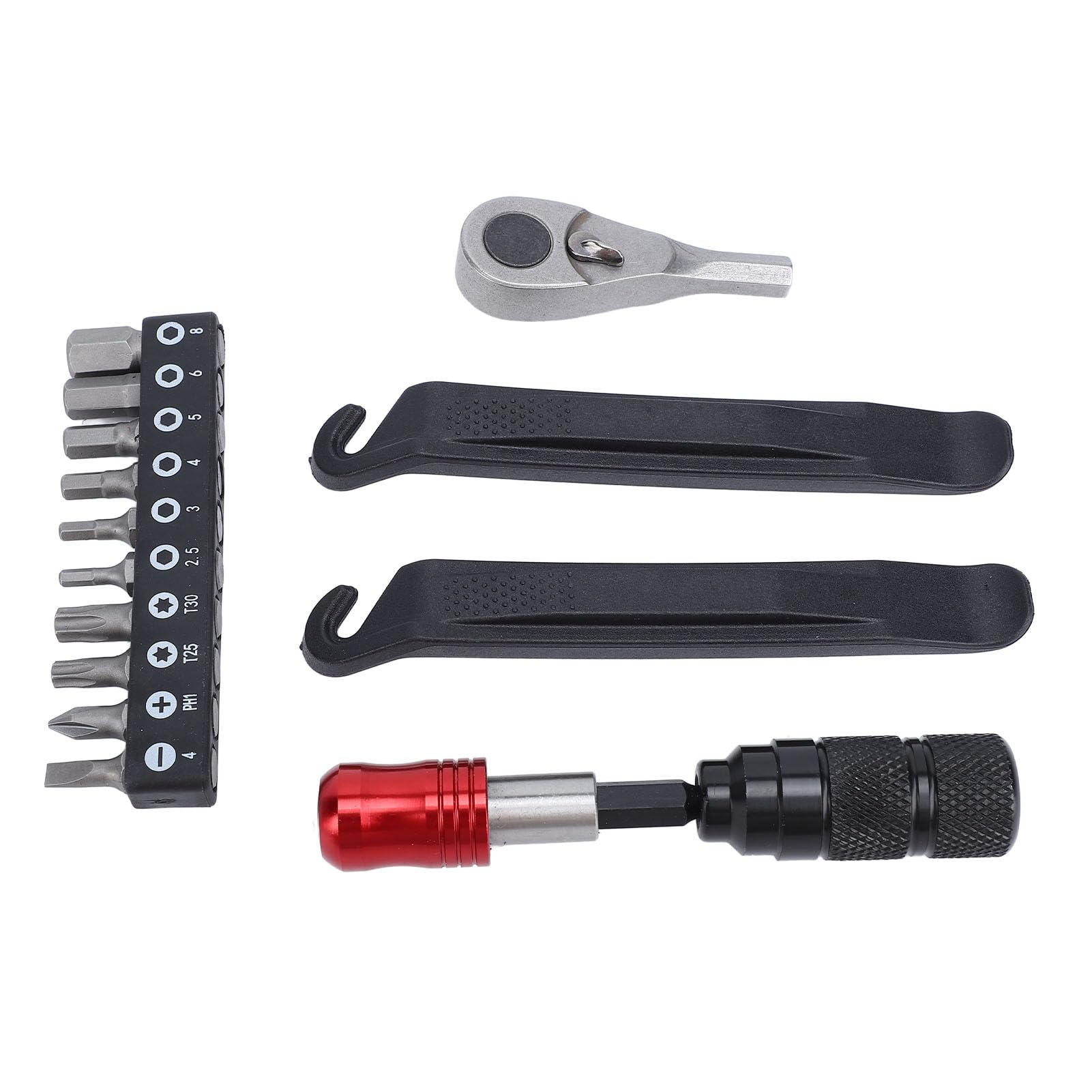 Set di chiavi a cricchetto per ciclismo Leve per pneumatici multiuso Kit di manutenzione portatile per ciclismo con punte per cacciavite per uso domestico professionale Manico in
