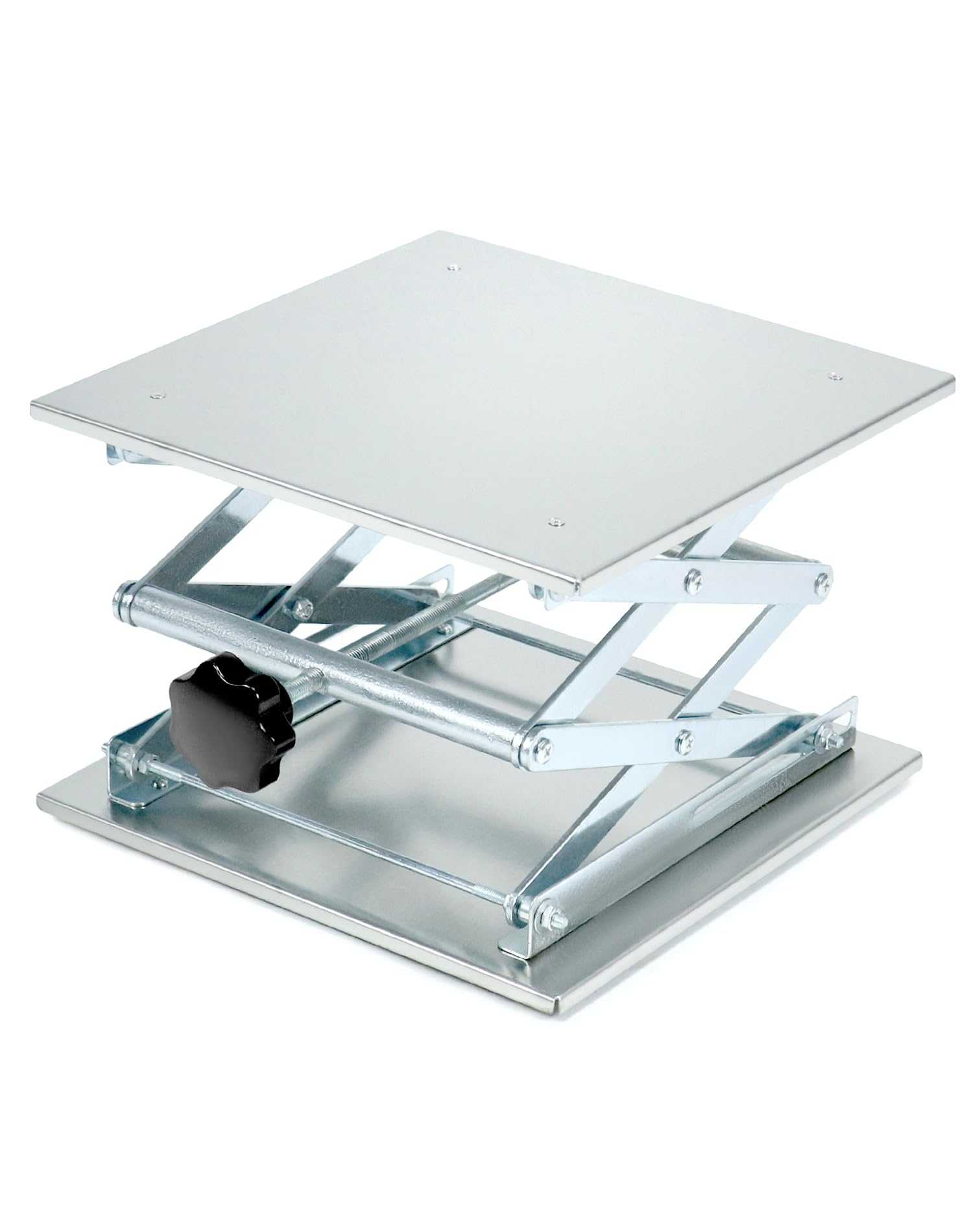 QWORK Gato de laboratorio de 12 x 12 pulgadas, soporte de tijera de acero inoxidable 304, plataforma de soporte de laboratorio de 18 pulgadas de altura, capacidad de carga de 55 libras
