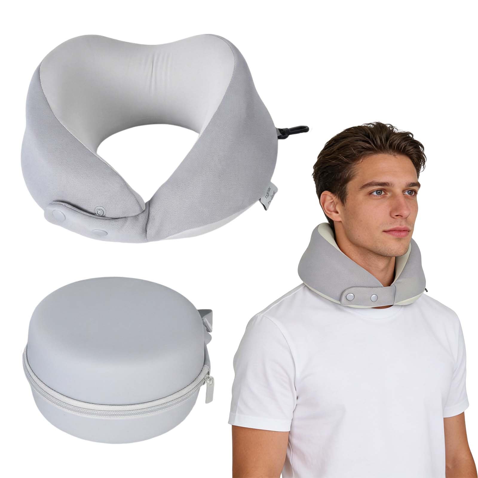Poduszka podróżna, pod kark, samolot, w kształcie litery U, z pianki z pamięcią kształtu, poduszka pod kark, dla dorosłych, ergonomiczna, z pudełkiem do przechowywania EVA, do samolotu, samochodu