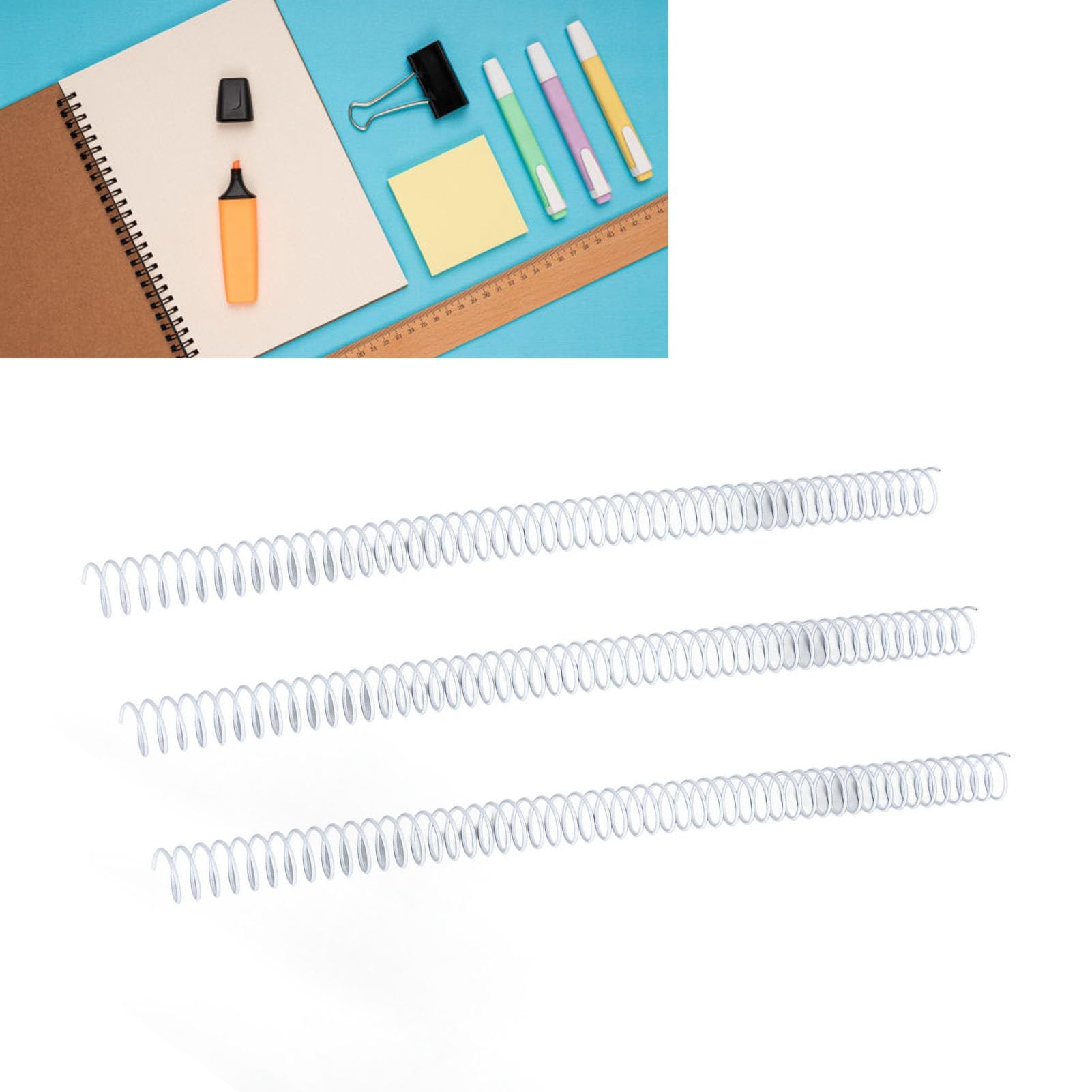 Dorsi per Rilegatura a Pettine in Plastica 100 Pezzi, 48 Anelli, Dorsi per Rilegatura a Spirale, per Studenti e Colleghi (WHITE)