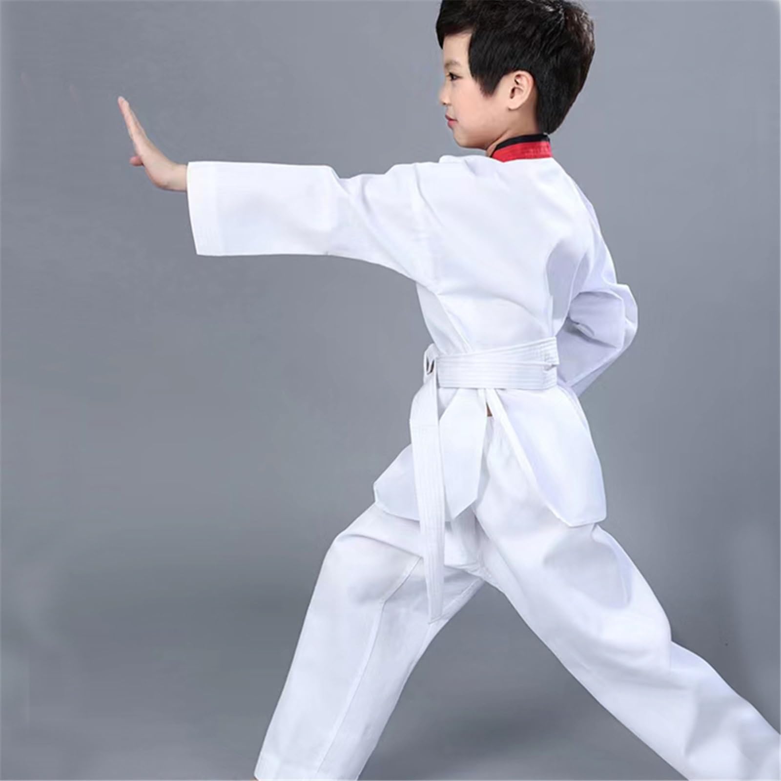 Uniforme con Cinturón Uniformes de Taekwondo Karate Judo Dobok Ropa Manga Uniforme Gi(140cm)