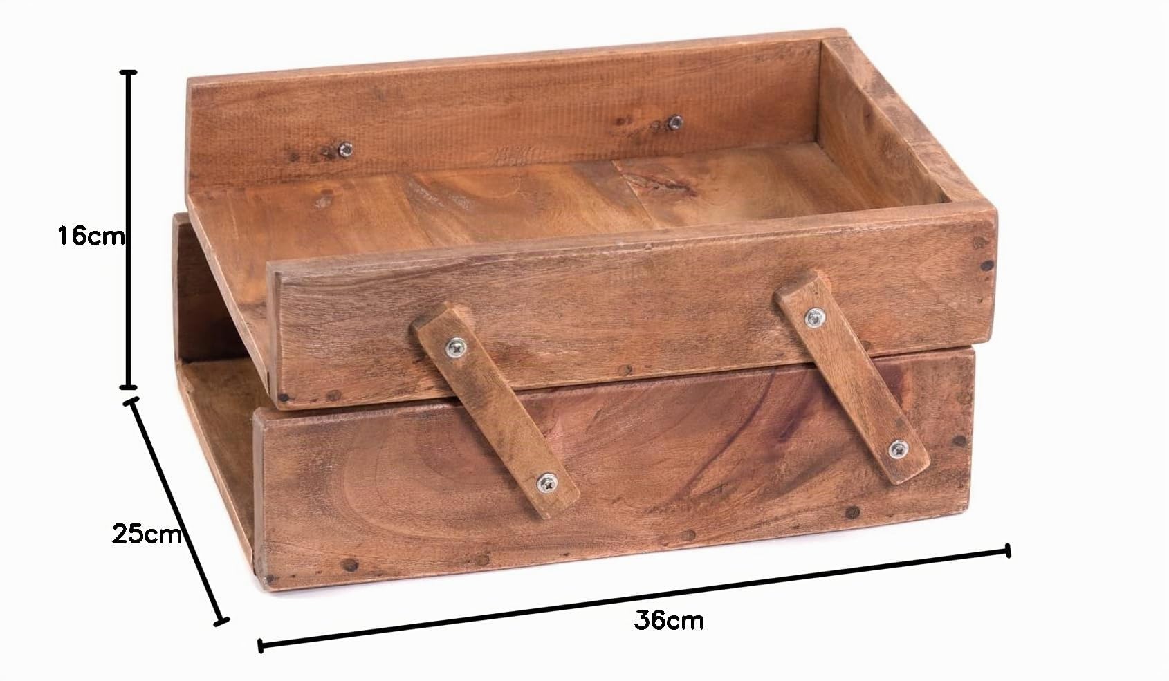 DESIGN DELIGHTS DOKUMENTENABLAGE Slide | Mahagoni Holz, 36 cm, zwei Fächer | Holzablage, Schreibtisch Organizer, Dokumentenkiste, Holzkiste, Büro Ablage