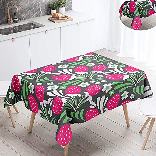 FANSU Nappe Rectangulaire, Fruit Nappe de Table Imperméable Anti Tache Résistant Lavable et Facile d?Entretien Nappe pour Fête Restaurant Cuisine Jardin Décoration (140x160cm,Rose Rouge Framboise)