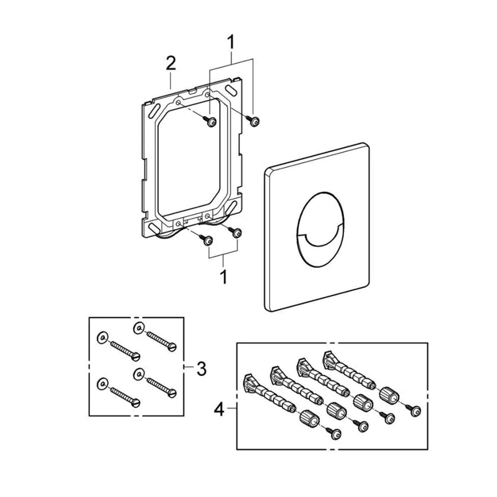 Compatible For Grohe, Placa Doble Negra | Cisterna empotrada, inodoro de pared, 38505KF0, doble descarga, prensa frontal
