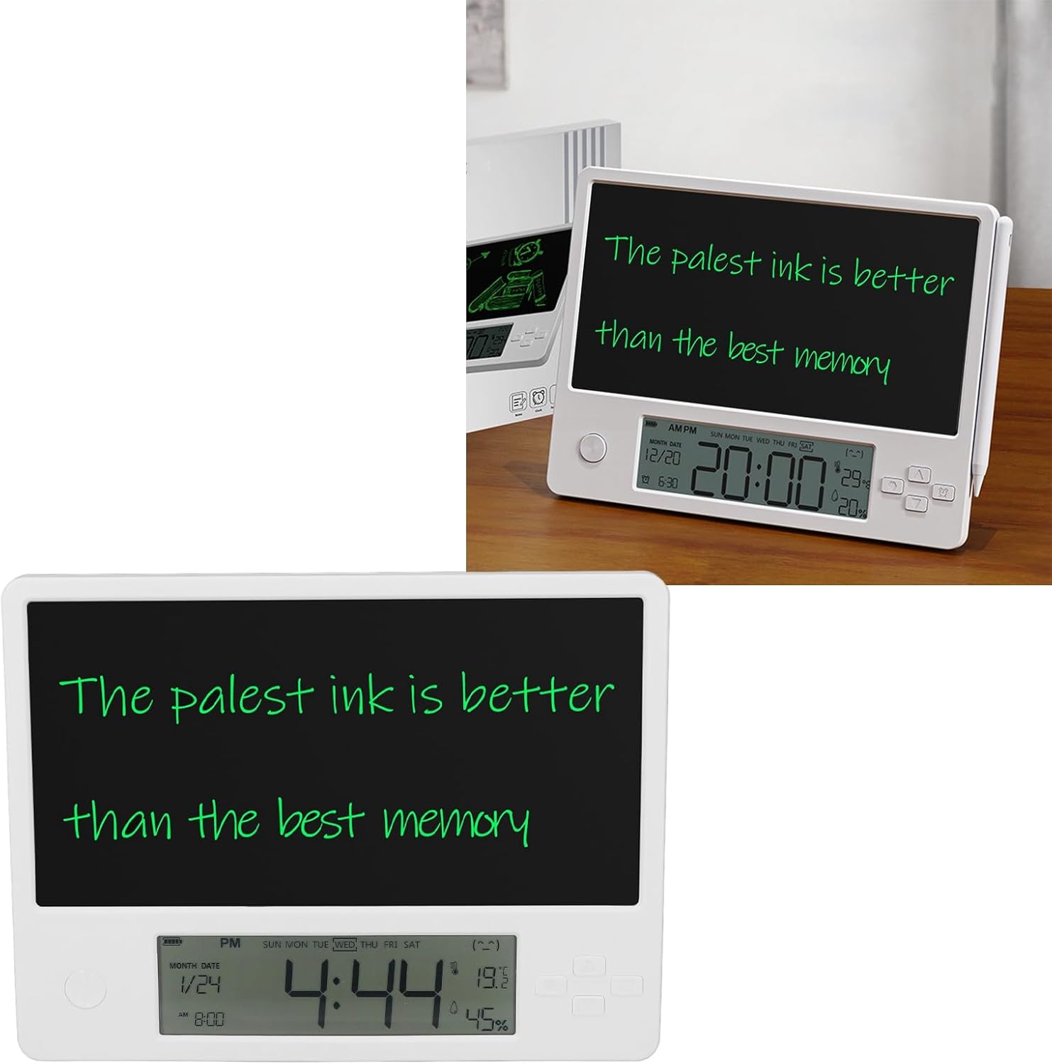 WEISHENG Electronic Calendar with Notepad, LCD Touch Screen Writing Board, Digital Date Clock and Planner for Home and Office, Student Work Display, Digital Family Calendar Touchscreen (white-a) WEISHENG Electronic Calendar with Notepad, LCD Touch Screen Writing Board, Digital Date Clock and Planner for Home and Office, Student Work Display, Digital Family Calendar Touchscreen (white-a)