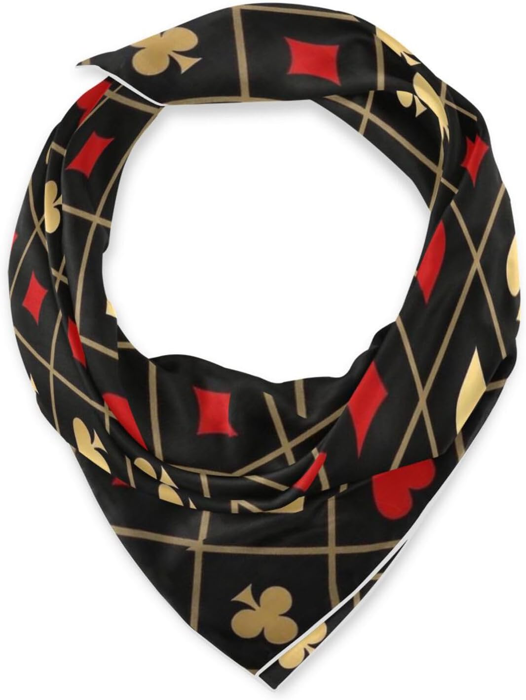 Square silk head hair scarf Luxury Poker Card Suits Fabric Print