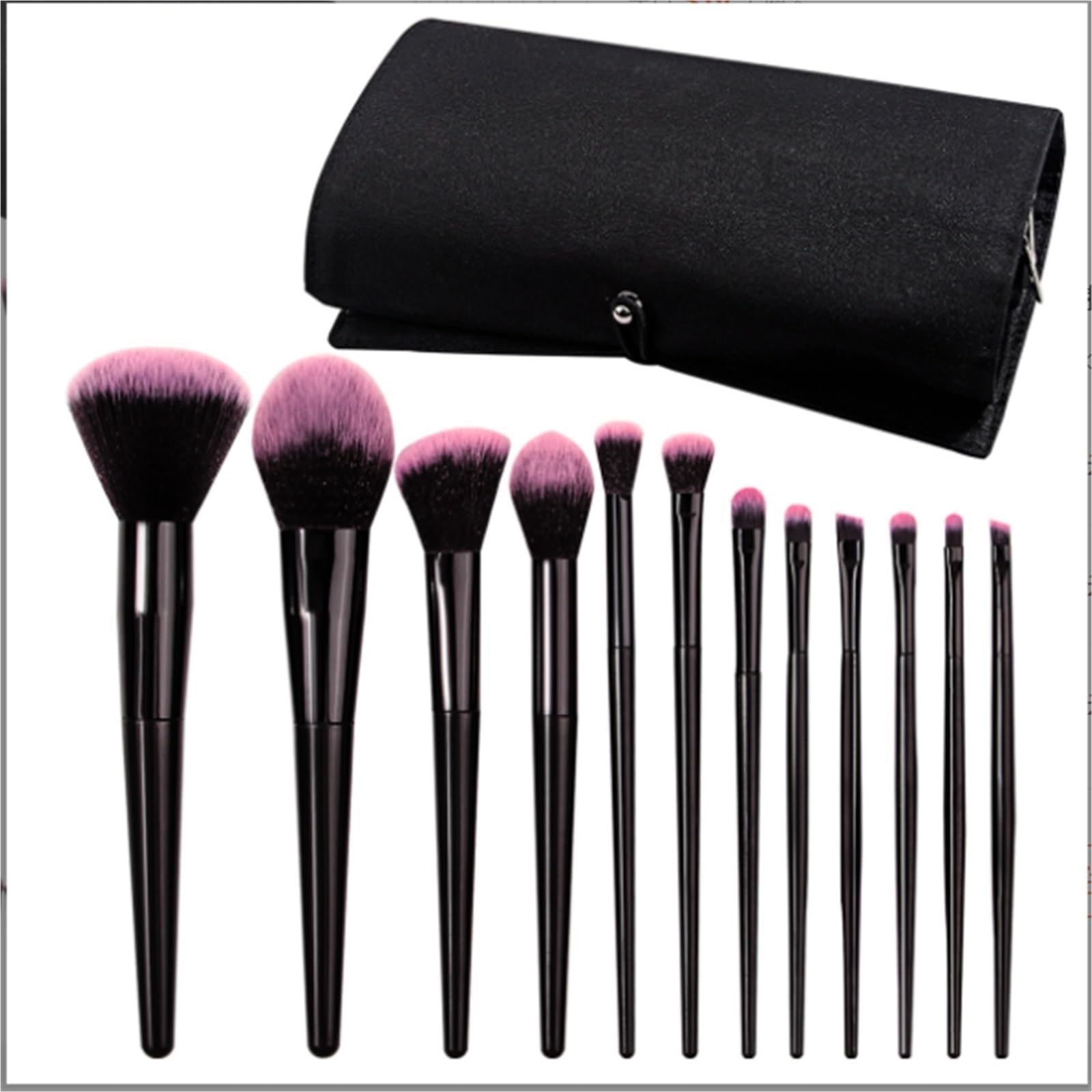 Bellezza Cosmetici Set Di Pennelli For Il Trucco, 12 Pezzi For Ombretto, Fondotinta, Cipria, Correttore Ecc Ideali Per Principianti(Black-Brush Pack)